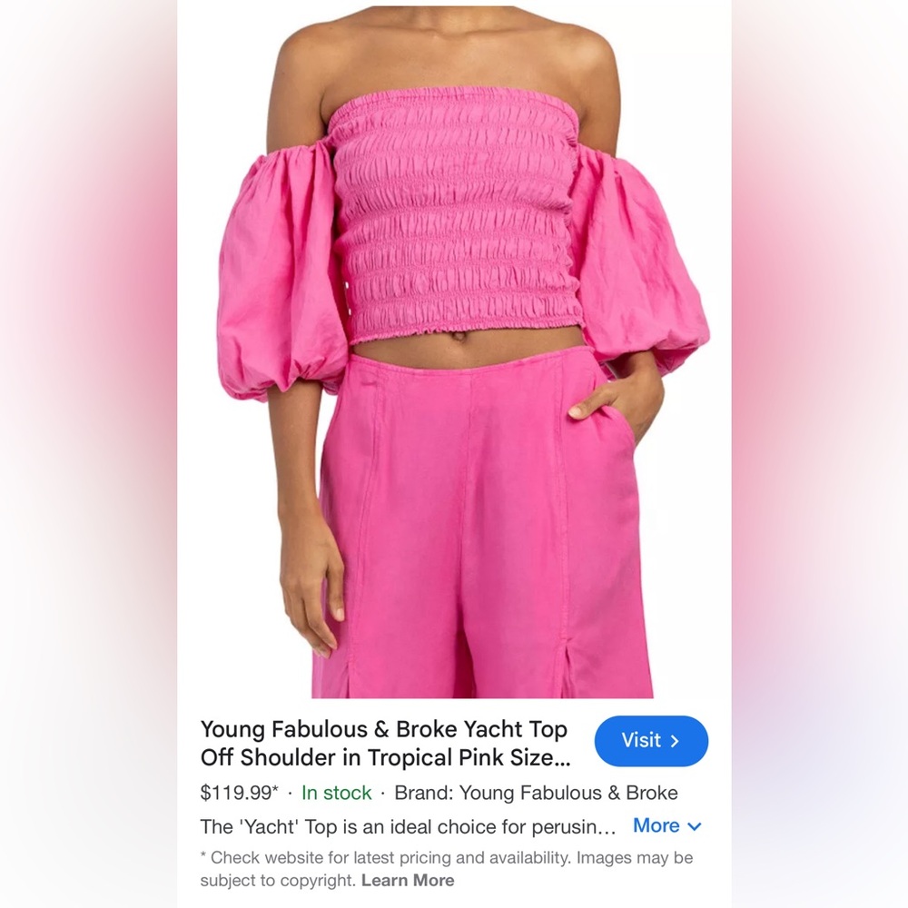 Hot pink off the shoulder bubble sleeves blouse SIZE SMALL